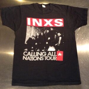 VTG 80's INXS Calling All Nations Tour Men's Large* 2-sided Concert T-shirt USA